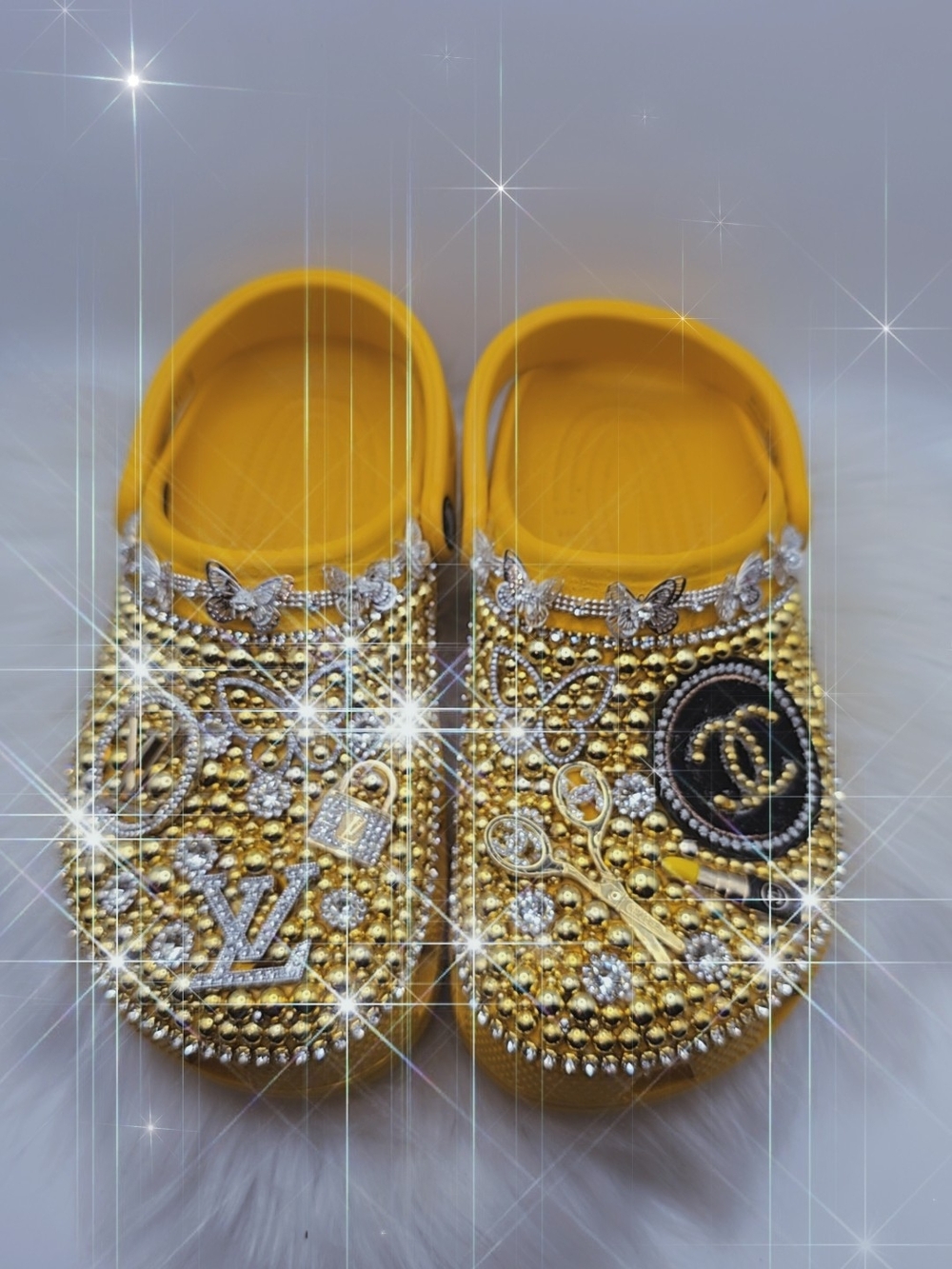 Embellished Yellow Womens Slip-On Clogs